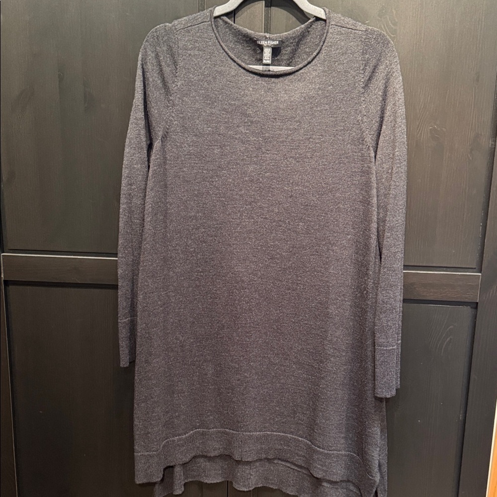 Eileen Fisher Charcoal Knit Top size Large
